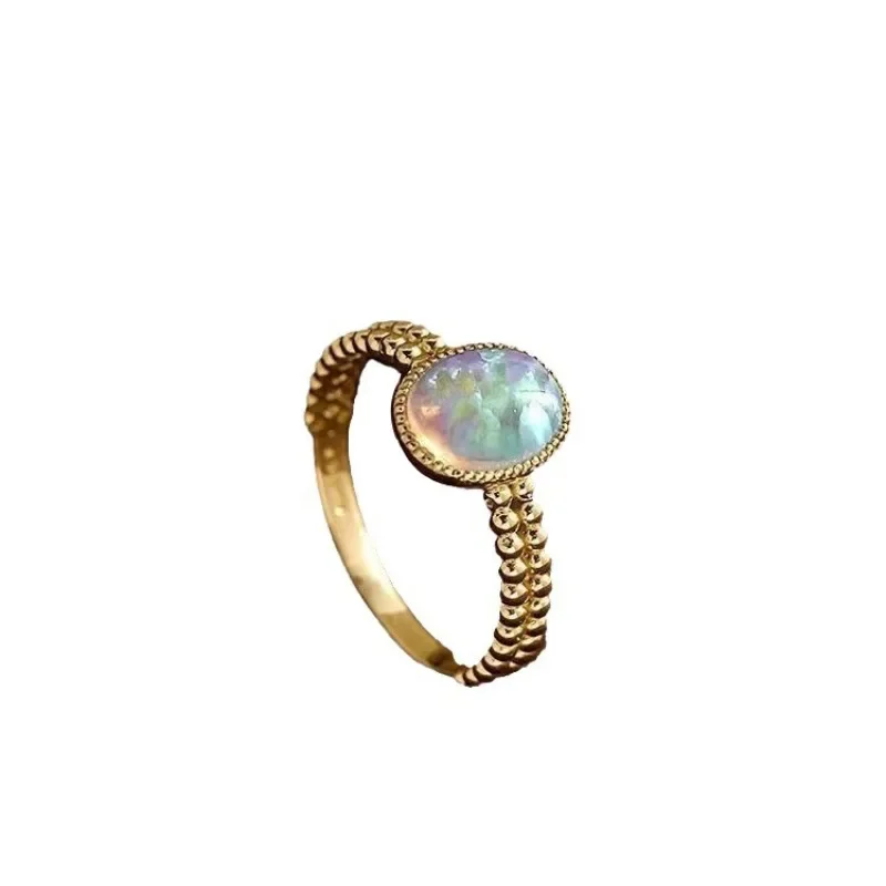 Fashionable High Quality Opal Rings for Women Vintage Colored Couple Ring Creative Radiant Engagement Banquet Jewelry Opening