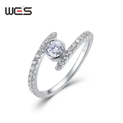WES 925 Sterling Silver Rings for Women Moissanite Diamond Fine Jewelry Wedding Engagement Birthday Gift Elegant for Girls