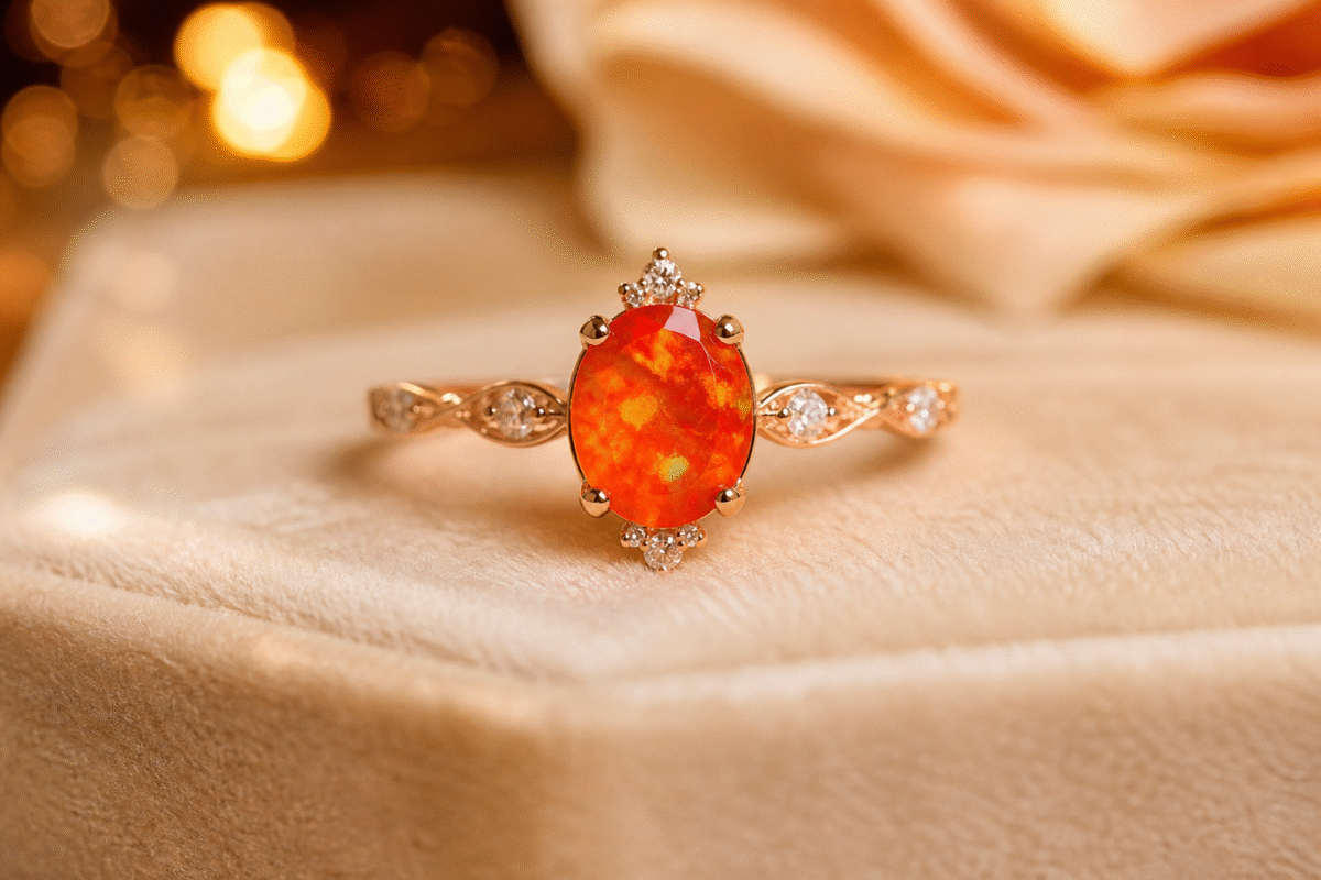 fire opal engagement ring