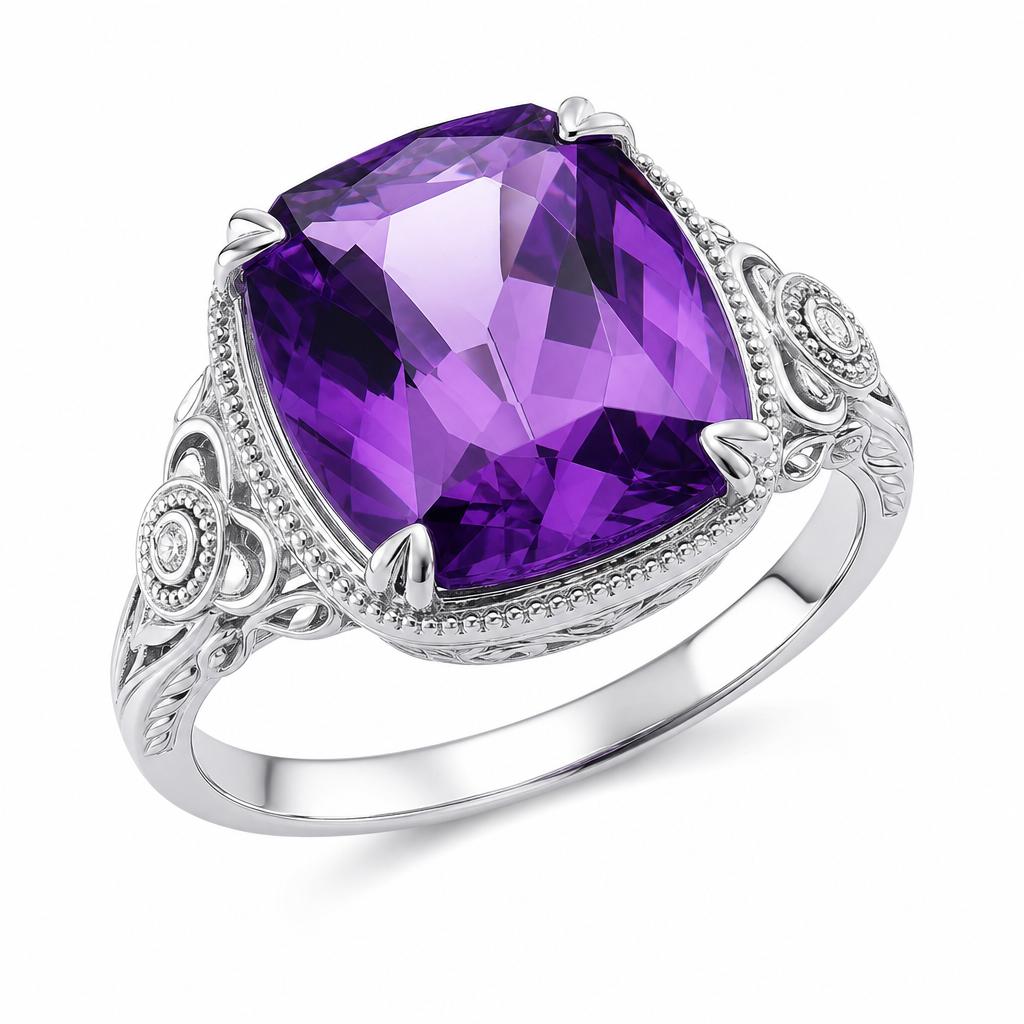 Amethyst ring with royal purple hues