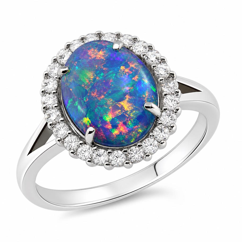 Opal dress ring with vibrant color play