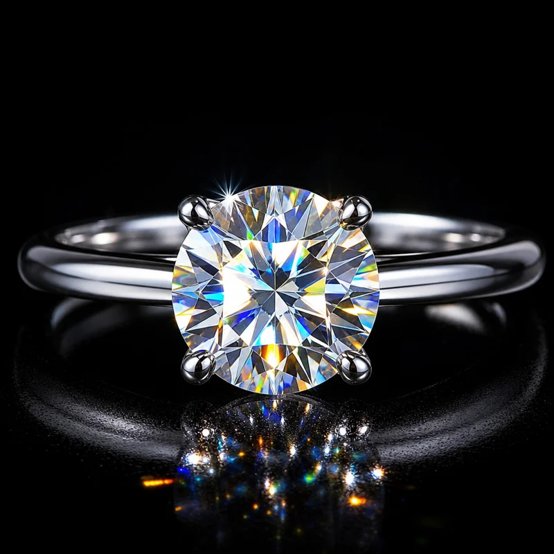 Brilliant moissanite ring with exceptional fire and sparkle