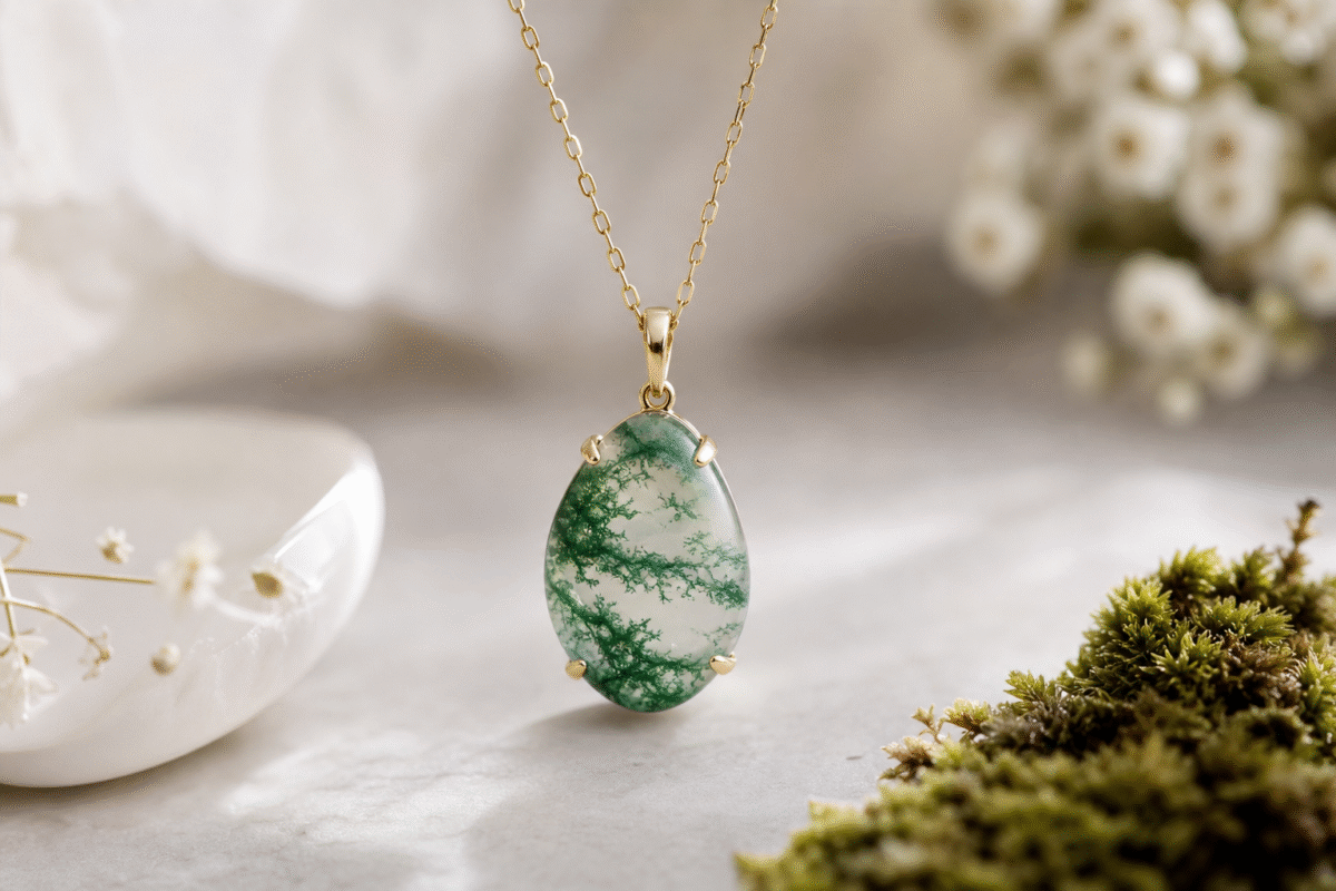 moss agate necklace
