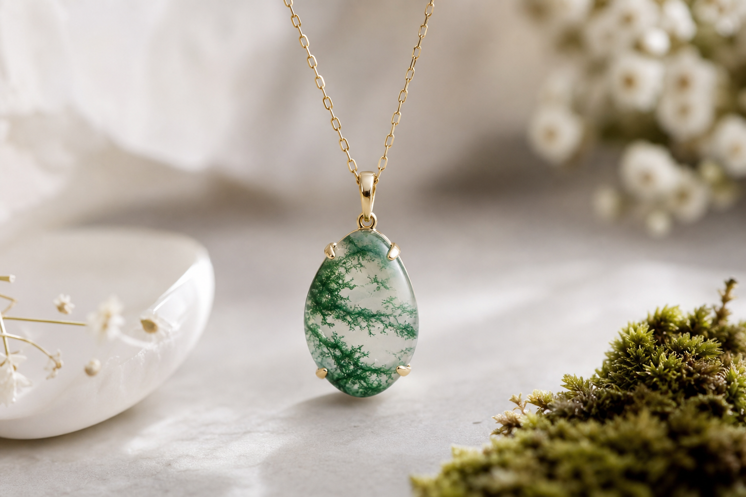 moss agate necklace